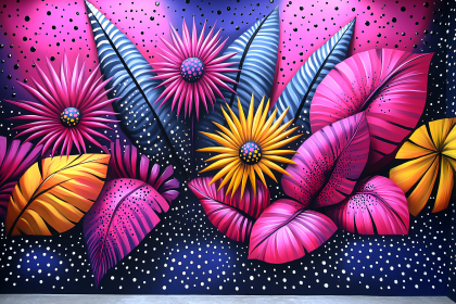 Abstract Tropical Floral Composition