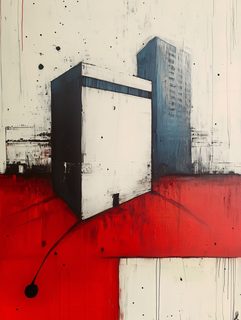 Abstract Urban Architecture in Red and White
