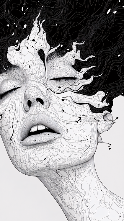 Abstract Veined Woman Portrait