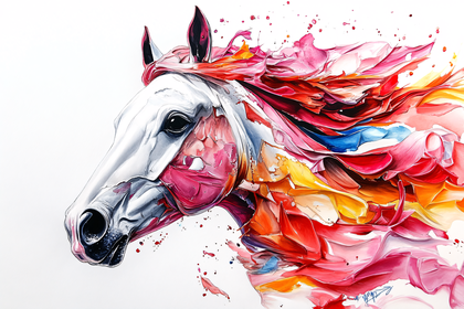 Abstract Watercolor Horse Head Portrait