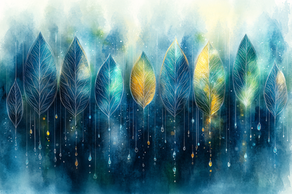 Abstract Watercolor Leaves