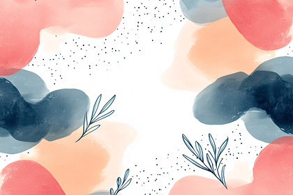 Abstract Watercolor Shapes With Botanical Accents