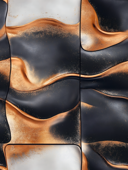 Abstract Wave Panel with Gold Dust
