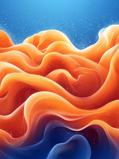 Abstract Waves of Orange and Blue