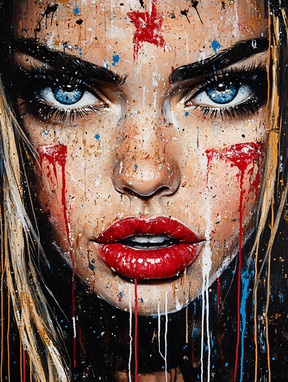 Abstract Woman Face Painting