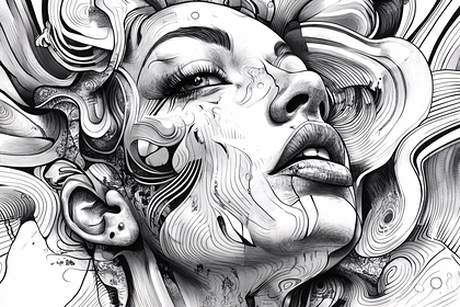 Abstract Woman Portrait with Line Art Style