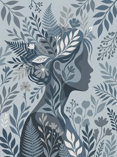 botanical woman silhouette