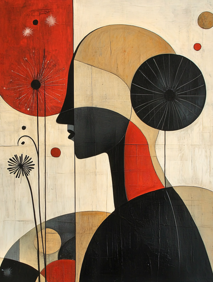 Abstract Woman with Dandelions