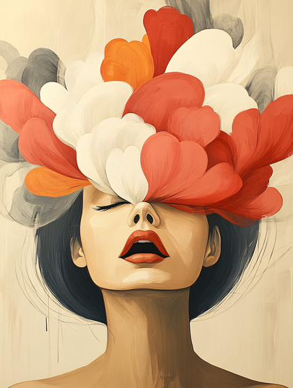Abstract Woman with Floral Headdress