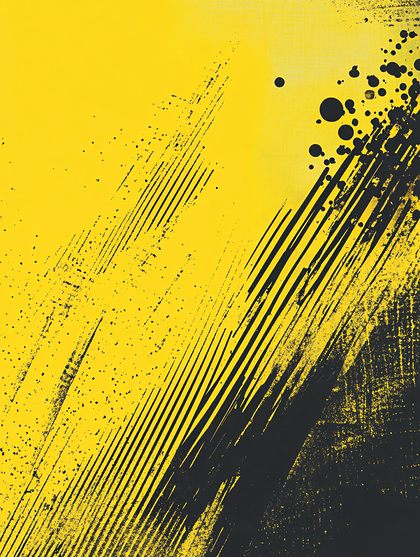 Abstract Yellow And Black Diagonal Brush Strokes