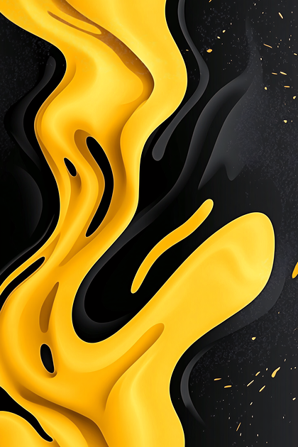 Abstract Yellow And Black Fluid Art