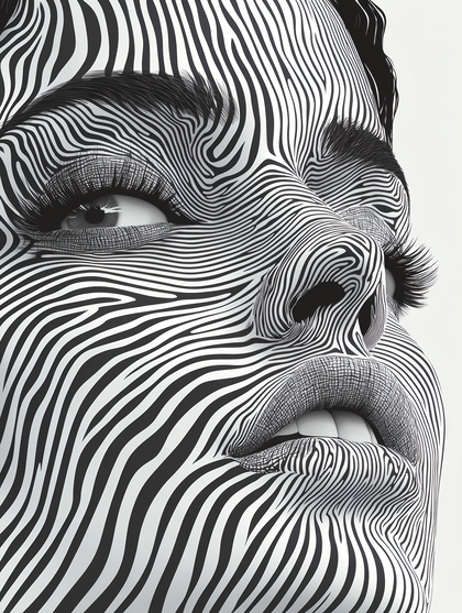 Abstract Zebra Stripe Face Portrait