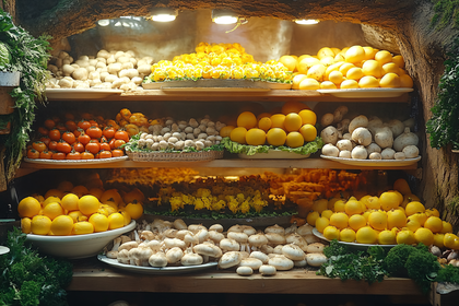 Abundant Shelved Produce