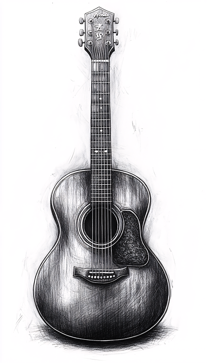 Acoustic Guitar Pencil Drawing