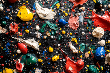 Acrylic Paint Splatters On Canvas