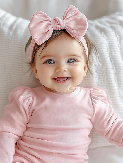 Adorable Baby Girl In Pink Outfit