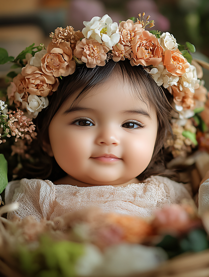 Adorable Baby Girl With Flower Crown