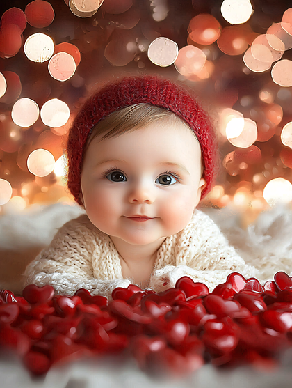 Adorable Baby In Red Hat