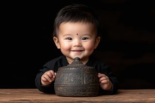 smiling baby antique
