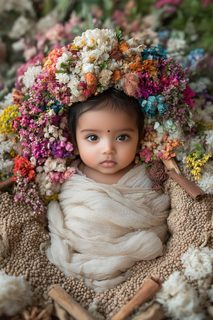baby in flowers
