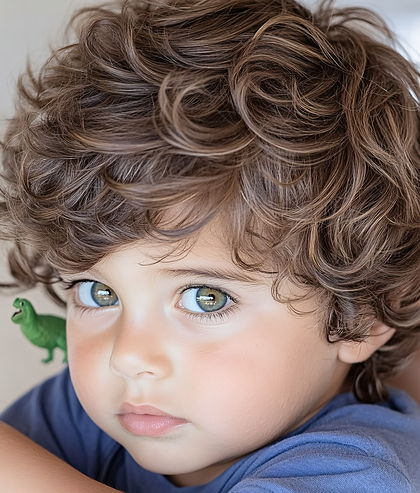 Adorable Child with Curly Hair and Green Eyes