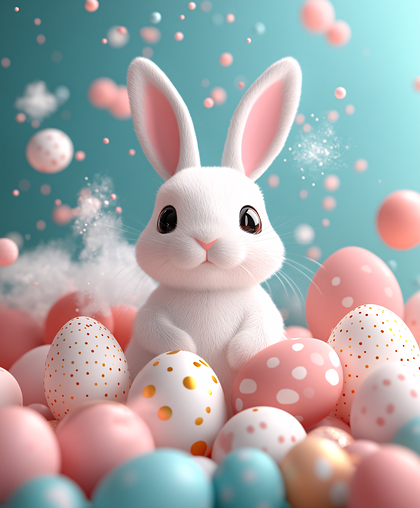 Adorable Easter Bunny With Eggs