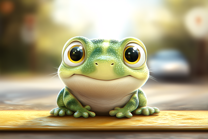 Adorable Frog on Road