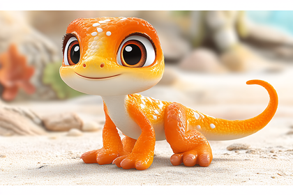 Adorable Orange Gecko Cartoon
