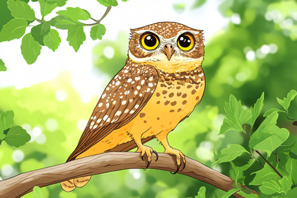 Adorable Owl Perched on a Branch