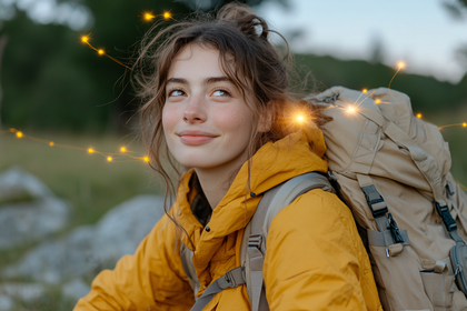 Adventurous Girl with Backpack