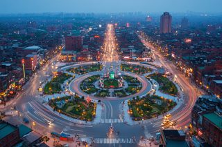 Aerial View of Taipei City at Night