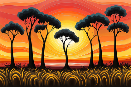 African Sunset Trees