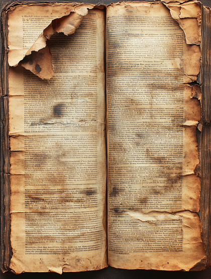 Aged Book with Torn Pages