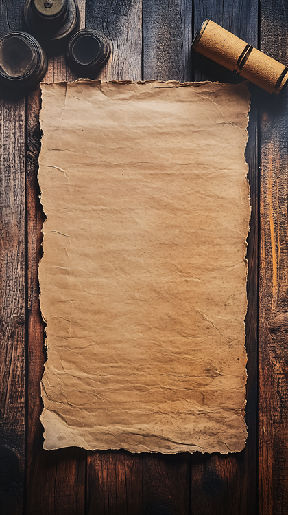 Aged Manuscript On Wooden Table