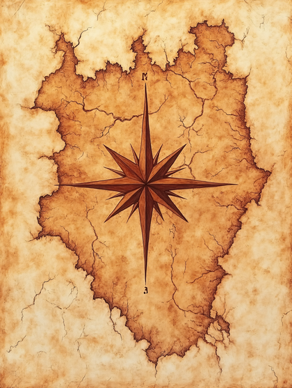 Aged Map with Compass Rose
