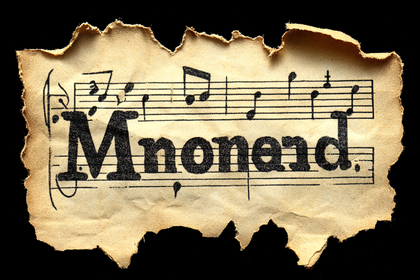 Aged Musical Manuscript With Monend Text
