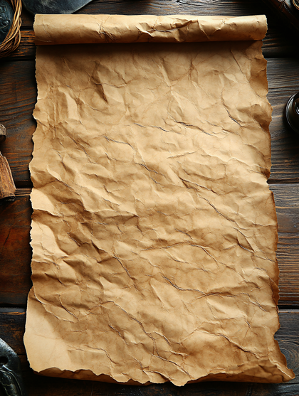 Aged Paper Scroll On Wooden Table