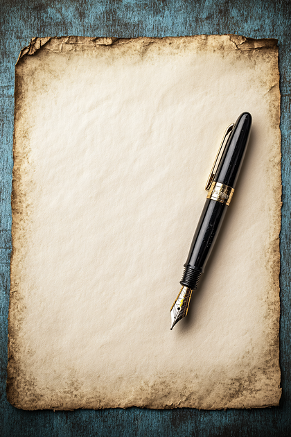 Aged Paper With Fountain Pen