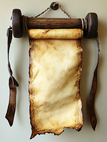 Aged Scroll Hanging On Wooden Rod