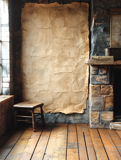 Aged Scroll in Rustic Room