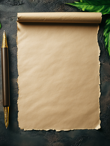 Aged Scroll With Pen