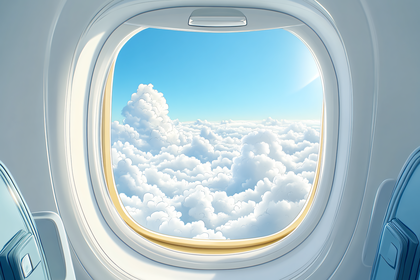 Airplane Window View Of White Clouds