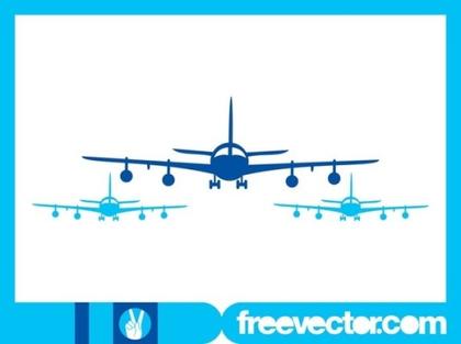 Airplanes Silhouettes Free Vector