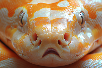 Albino Reticulated Python Face Close Up