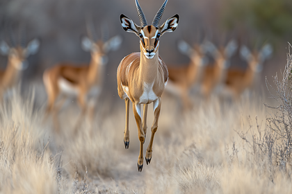 Alert Impala Running Towards Camera