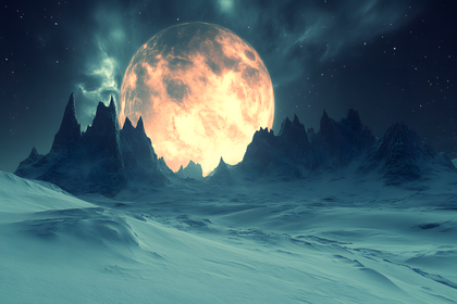 Alien World with Fiery Moon