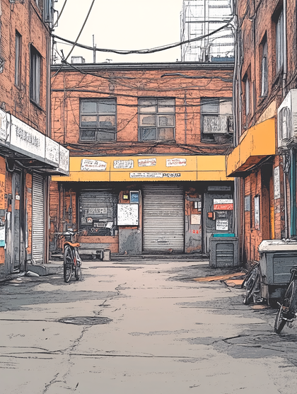 Alleyway Scene with Bicycle