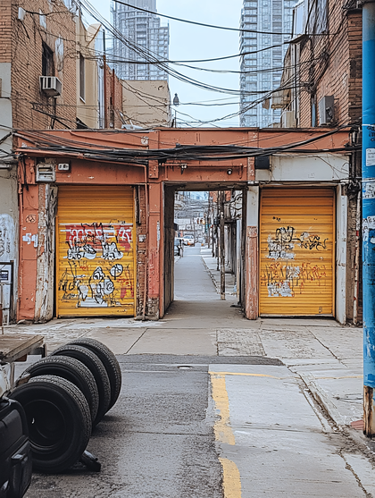 Alleyway With Graffiti Roller Doors