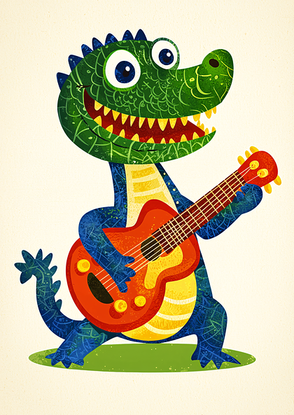Alligator Playing Guitar