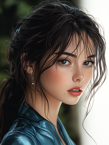 Alluring Portrait of a Young Woman with Wet Hair